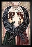 Sisters by Amy Brown Fairy Heart Wings Embrace Fantasy Poster Butterfly Elf Love Magical Black Wood Framed Wall Art 14x20