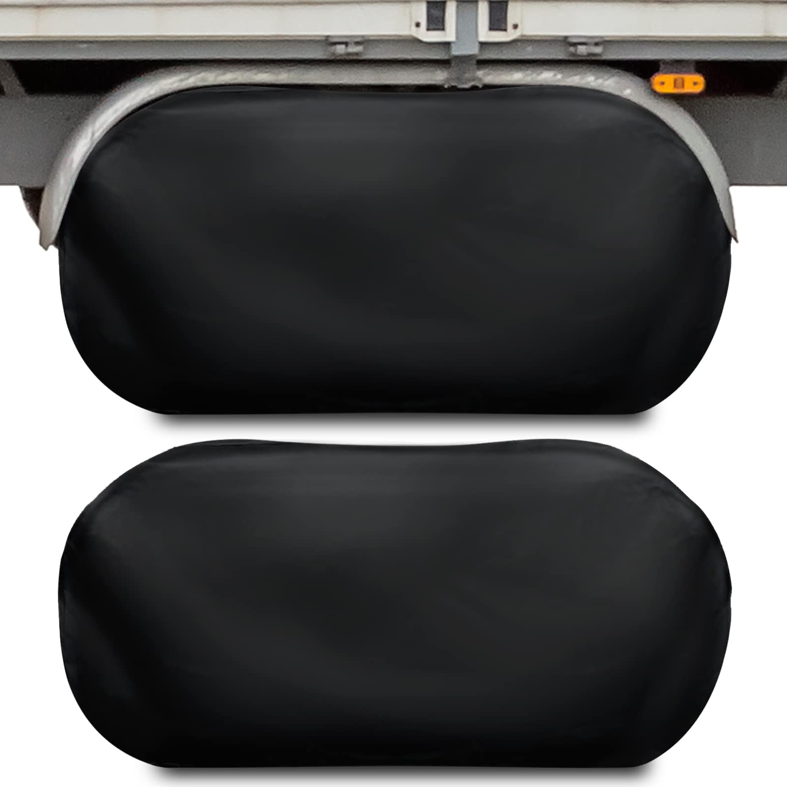 2 Pack Tire Covers Dual Axle Wheel Cover Double RV Nylon Trailer Tire Covers Camper Wheel Covers Part RV Accessories with Storage Bag for RV Truck SUV(27-30 Inch Wheel Diameter,Waterproof Nylon)