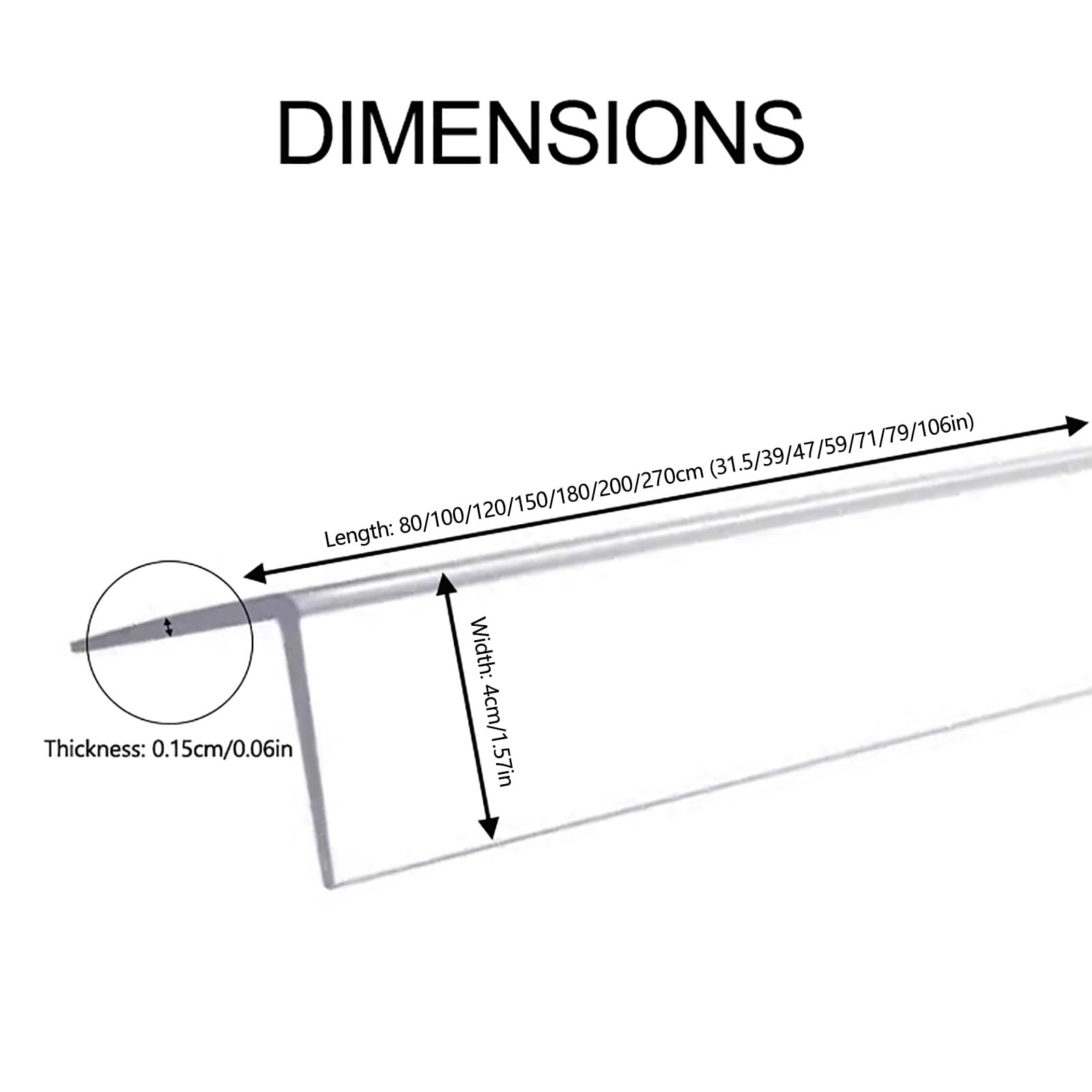 Generisch Acryl-Wandkantenschutz, Eckschutz mit Klebeband, for Restaurants, Zuhause, Selbstklebender Eckenschutz, transparent(270cm/106in)