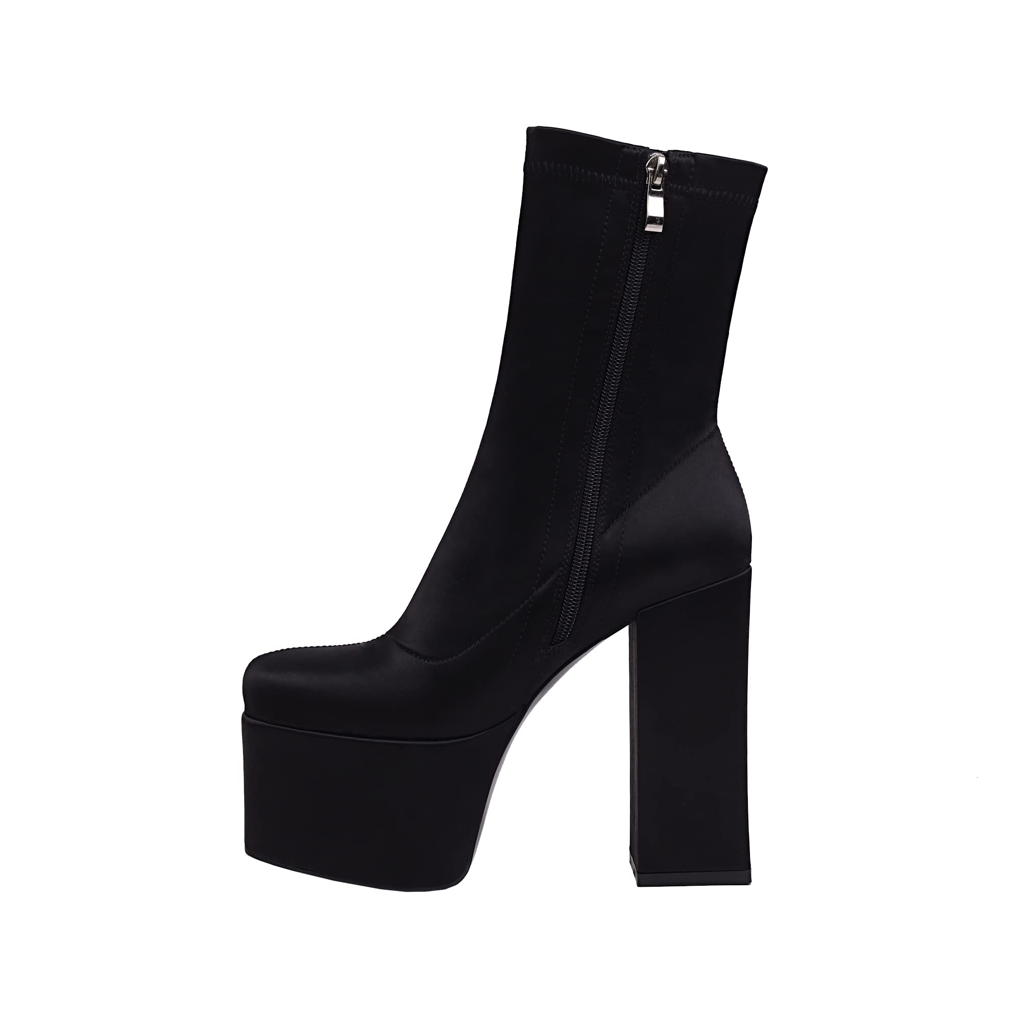 vivianly Women's Platform Ankle BootsHigh Chunky Heel Mid-Calf Boots