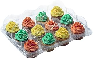 OccasionWise Premium Large Clear Cupcake Boxes with 12 Compartments | Durable Cup Cake