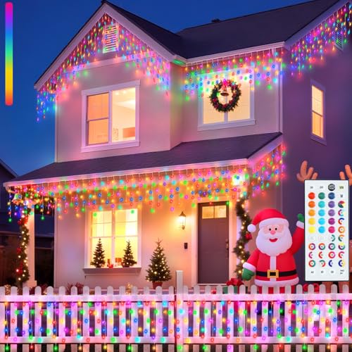 Pooqla 35 Colors Icicle Lights for Outside 26FT Icicle Christmas Lights