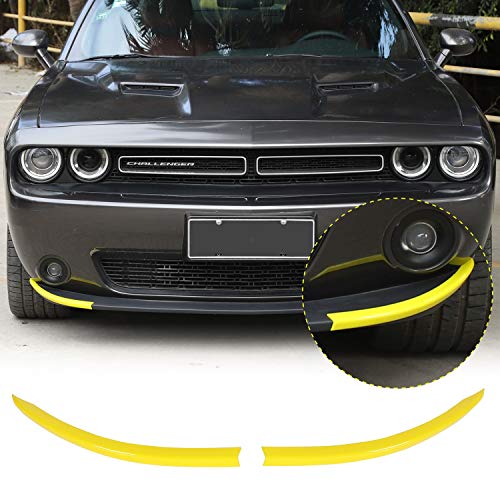 Image of JeCar Front Shovels Cover Decoration Kit Deflector Spoiler Bumper Lip Body Shovels Bumper Exterior Decals Sticker Accessories for 2015-2025 Dodge Challenger SXT, Yellow