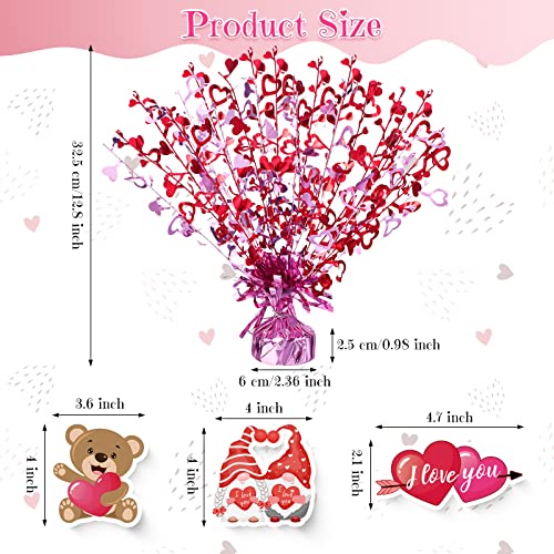 Capoda 3 Pcs Valentine's Day Table Decorations Red Pink Heart Metallic Foil Spray Centerpieces Balloon Weight Cut Out for Anniversary Classroom Party Decoration Women Birthday Gift