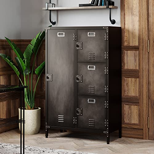Letaya-Metal-Locker-Storage-Cabinet55-Steel-Retro-Wardrobe4-Doors-LockableAdjustable-Feet-Organizer-Locker-for-Employees-Home-Office-School-Gym-4-Door Letaya Metal Locker Storage Cabinet55 Steel Retro Wardrobe4 Doors LockableAdjustable Feet Organizer Locker for Employees Home Office School Gym 4 Door