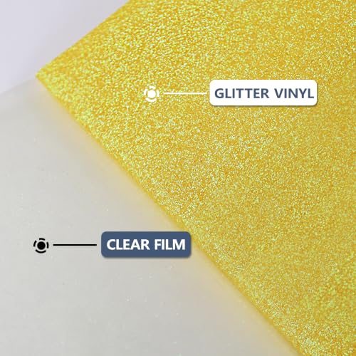 Image of RENLITONG Dark Glitter Gold Iron on Vinyl - 12Inch by 5ft Roll HTV Heat Transfer Vinyl for T-Shirt HTV Rolls for All Cutter Machine - Easy to Cut & Weed for Heat Transfer Design