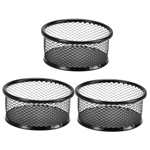 OKUMEYR Round Paper Clip Cylinder for Desk Binder Clip Holder Mesh Organizer Black