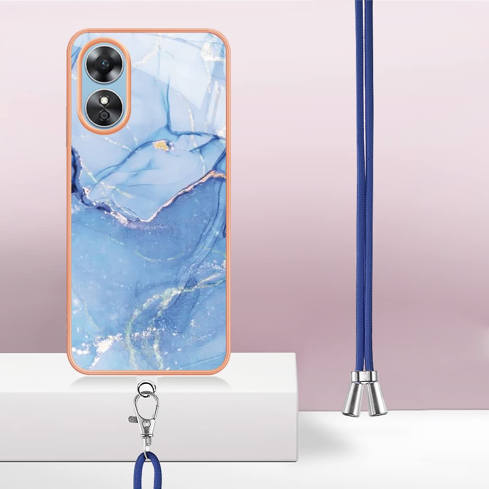 Custodia Collana per Cellulare Compatibile con OPPO A17 - Cover Silicone TPU Protettiva Trasparente - Custodia indossabile per Collo - Case a Tracolla con Cordina, Unicorno