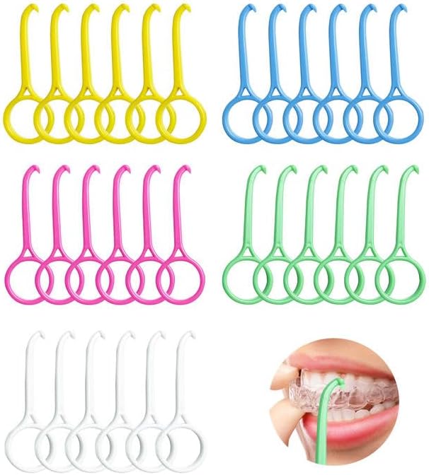 30 Pcs Aligner Removal Tool, Retainer Remover Tool Aligner Tooth Hook Invisible Braces Remover Braces Remover Hook, Aligner Kits for Removing Braces, Tooth Cleaning, Oral Care (5 Colors)