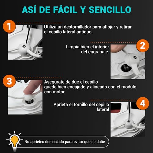 3 Cepillos Laterales Para XIAOMI MI Series Aspiradora, Compatible con Roborock S50 S51 S5 MAX S6 S6 Pure S6 MaxV, Cepillos de Reemplazo, Kit De Repuestos Para Xiaomi (No Compatible con Mop Pro 2)