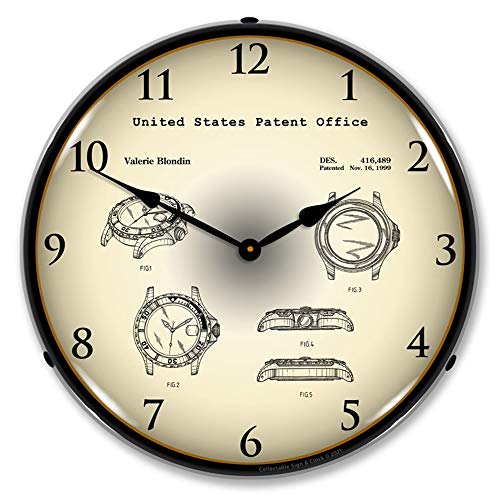 Rolex Diving Watch 1999 Patent LED Wall Clock, Retro/Vintage, Lighted, 14 inch