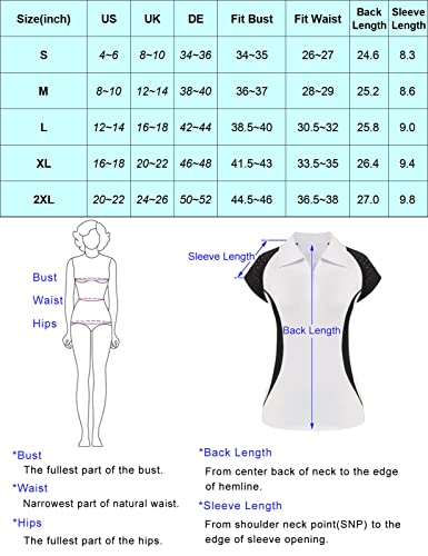 Slim Fit Golf Shirts For Women Short Sleeve V Neck Tennis Shirts Horse Riding Lightweight Shirts With Collared(S, Red) #TOP3