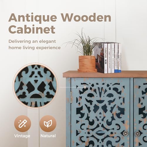 MAISON-ARTS-Accent-Cabinet-with-Doors-Kitchen-Sideboard-Buffet-Cabinet-with-Storage-Farmhouse-Credenza-Cabinet-for-Dining-Room-Living-Room-Entryway-Solid-Wood-Legs-Rated-for-260-lbs-Blue MAISON ARTS Accent Cabinet with Doors Kitchen Sideboard Buffet Cabinet with Storage Farmhouse Credenza Cabinet for Dining Room Living Room Entryway Solid Wood Legs Rated for 260 lbs Blue