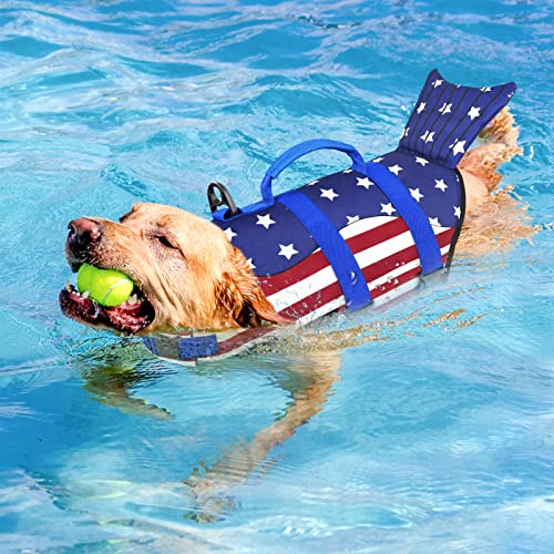 Malier Dog Life Jacket, Ripstop American Flag Dog Life Vest With High Buoyancy For Swimming Boating, High Visibility Dog Life Lifesaver Puppy Life Jacket For Small Medium And Large Dogs (Small) #TOP4