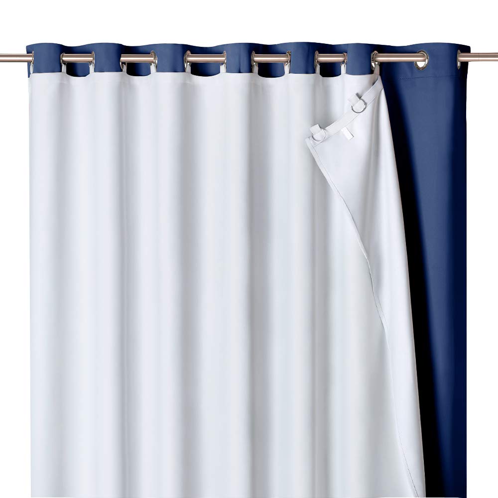 NICETOWN Extra Wide Blackout Curtain Liner with Detachable Rings for Patio Sliding Glass Door, Noise Reducing Light Blocking Liner for 84 inch Curtains (1 Panel 80" W x 80" L, Greyish White)