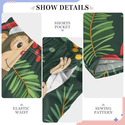 ZZXXB Monkey Holly Leaves Boys Long Pants Soft Trousers Elastic Waist Kids Lounge Bottoms with Pockets S-XL4