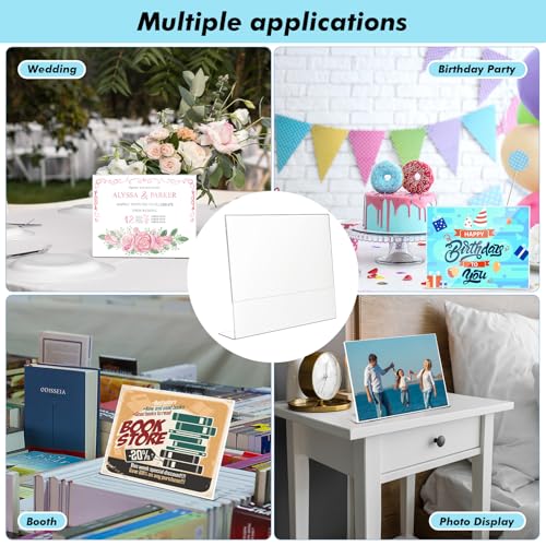 Image of Qilery 8 Pcs Acrylic Sign Holder Horizontal 14 x 11 Inch, Standing Sign Holder Table Top Transparent Plastic Document Slant Back Display Stand for Workers Teachers Office Restaurant Menu Desktop