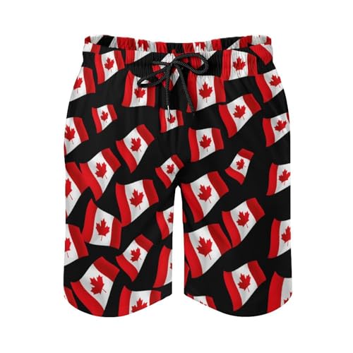 Canada Flag Mens Swim Trunks Quick Dry Beach Swimming Shorts with Mesh Lining and Pockets3