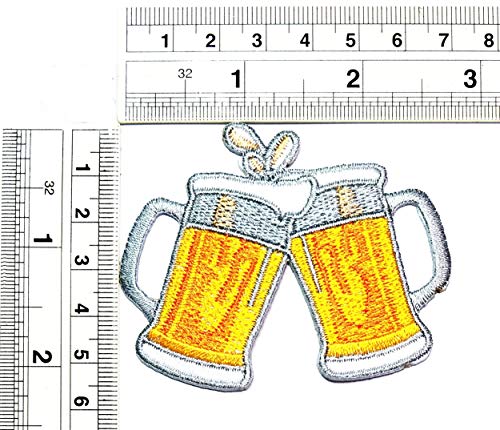 Umama Patch Set Of 3 Cheers Beer Mug Iron On Sew On Applique Patches Mug Of Beer Glass Alcoholic Cold Brew Drink Cartoon Embroidered Badge Patch Decorative Repair Craft Costume Or Reward Gift #TOP1