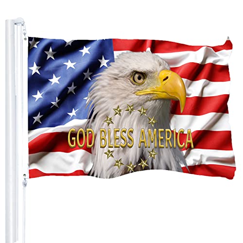 American Flags For Outside 3X5 Outdoor Usa Patriotic 3 Ply Flag God Bless America Us Flags, 4Th Of July Memorial Independence Day Double Stitched Freedom Eagle Flag With Brass Grommets For Patio Garden Yard Lawn #TOP17