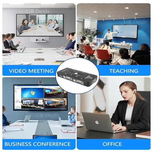 Image of 4-Port USB 2.0 KVM VGA Switch Box Switcher, Small PC Switcher, 4 Port, Computer Switcher for Keyboard and Mouse, USB Mouse /Keyboard, Monitor Controls 4 Computers with Only 1 Set. BLACK.