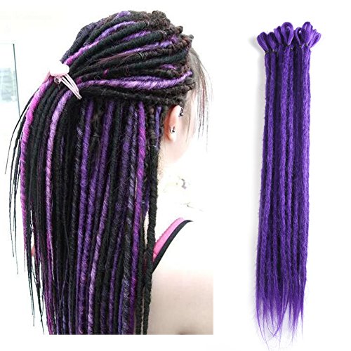 Violet Blue 20 inch Handmade Dreadlocks Extensions Fashion Reggae Hair Hip-Hop Style Soft faux locs Crochet Braiding Hair For Women/Men (Pack of 10Pcs, Violet)