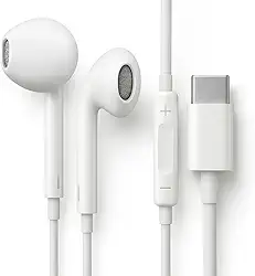 Fones De Ouvido Com Fio Tipo C Microfone Integrado Compativel iPhone 15 15 Pro 15 Pro Max 16 16 Pro Max Com Fio Fones Estéreo Compatíveis ANDROID LG Qualidade Premium