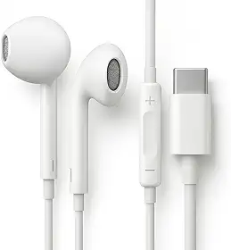 Fones De Ouvido Com Fio Tipo C Microfone Integrado Compativel iPhone 15 15 Pro 15 Pro Max 16 16 Pro Max Com Fio Fones Estéreo Compatíveis ANDROID LG Qualidade Premium