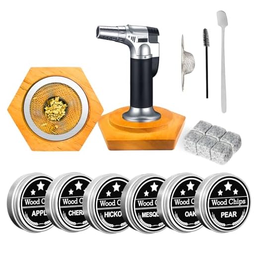 Old-Fashioned Bourbon Whiskey Cocktail Smoker-Kit - Aged Wood Drink Smoker Infuser Kit with Torch, Smoked Cocktail Kit with 4 Flavored Smoking Wood Chips, Bar Whiskey Smoker Gifts for Men (No Butane)