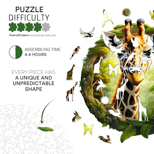 Jigfoxy Giraffe Wooden Jigsaw Puzzles for Adults 260pcs Unique Animal Shape Wood Puzzles - Image 3
