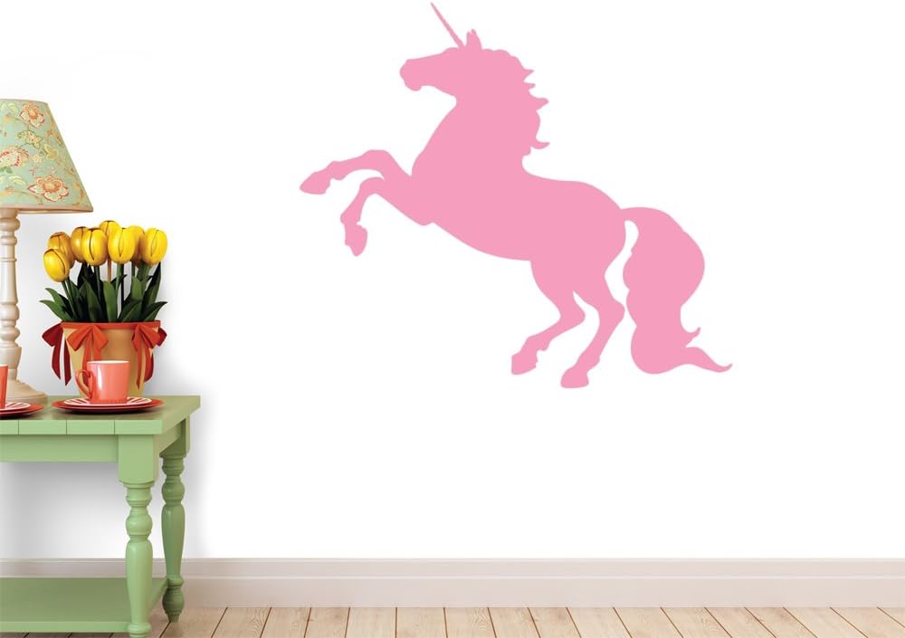 Unicorn Silhouettes Style 3 - Pink Wall Decal - 42 Inches W x 38 Inches H - Peel and Stick Removable Graphic