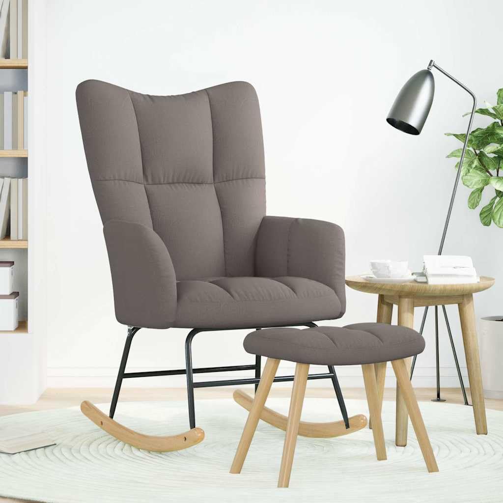 Poltrona a dondolo con poggiapiedi poltrona per allattamento in tessuto grigio marrone poltrona per allattamento, poltrona da lettura, poltrona relax, poltrona relax moderna per soggiorno