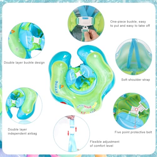Image of SNOWIE SOFT Baby Floats for Swimming Pool, Baby Swimming Tube for 12-36 Months, Independent Double Layer PVC with Adjustable Safety Straps Outdoor Swimming Pool Baby Swimming Accessories