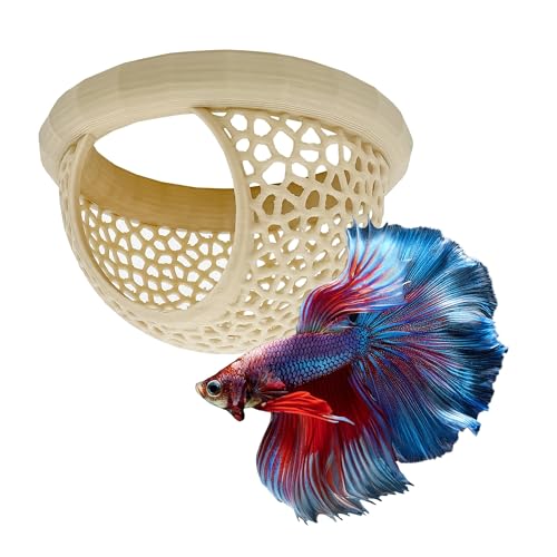 GraGra Floating Aquarium Hide - Safe Cave Ornament for Betta Cory Fish & Shrimp Unique Floating Tunnel Decor for Fish Tanks/Vivariums Vivarium Accessory