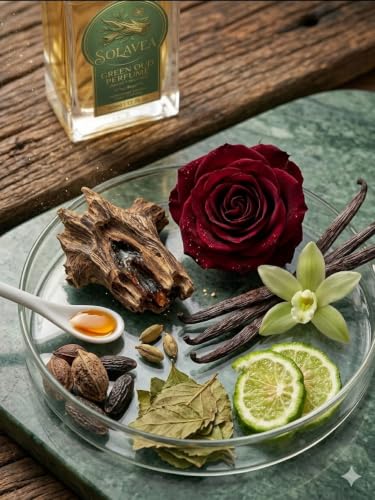 Image of Solavea Green Oud Attar Perfume for Men & Women 50ml|10ml Concentrated Attar Roll-On Long Lasting Alcohol-Free Concentrated Attar | Citrus, Amber, Green Leaves, Rose, Iris, Lily of the Valley, Sandalwood & Musk | Premium Roll-On Fragrance | PREMIUM COMBO PACK
