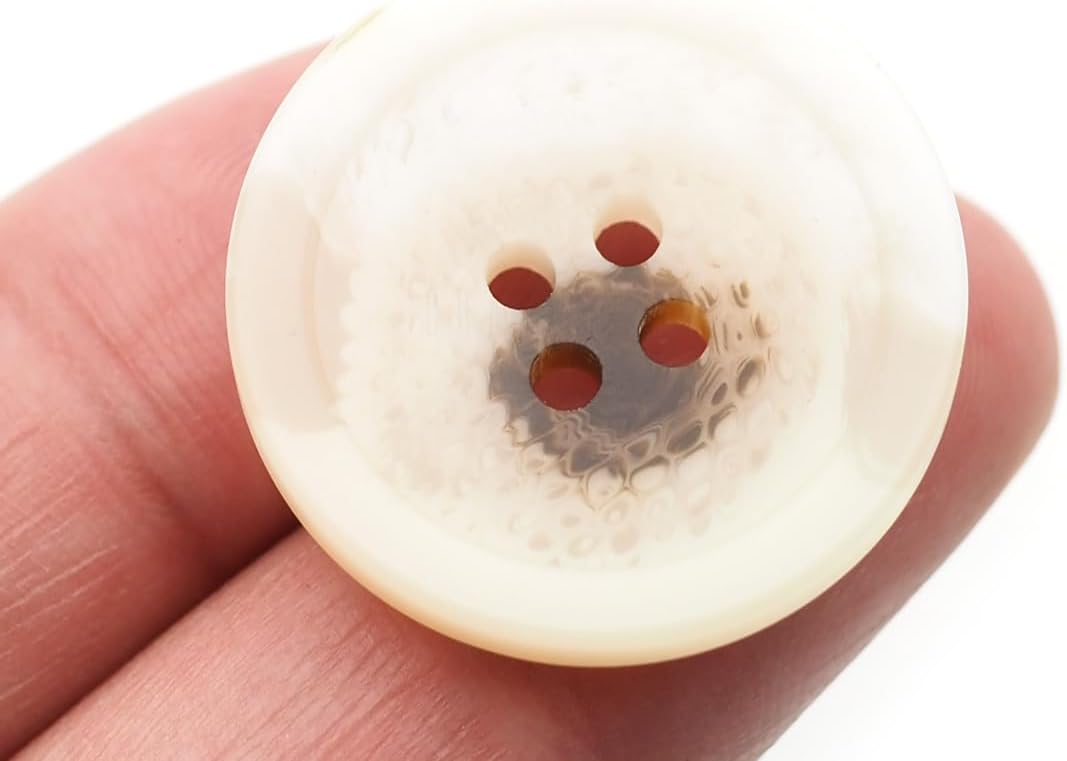 CRAFTMEMORE 4 Holes Buttons Horn-Like Resin Button for Garment Sewing Men's Suit DIY Crafts TG48 (25mm,144pcs,White)
