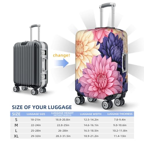 Travel Luggage Cover Elastic Suitcase Protector Washable Baggage Covers Fit For 25-28 Inch Luggage Colorful Dahlia Flower Floral Suitcase Cover L4