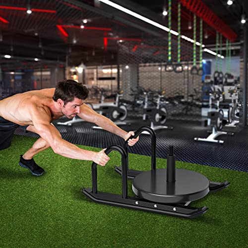 Kipika Weight Sled, Workout Sled, Fitness Strength Training Sled, Speed Training Sled For Training Outdoor, Improves Speed And Muscle Strength, Suitable For 1" & 2" Weight Plate, Black #TOP4