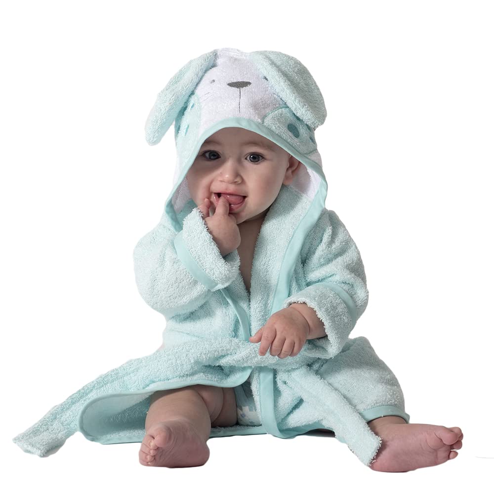 Ti TIN Children's Bathrobe with Hood, Baby Bathrobe from 1 to 2 Years, 100% Cotton in Grey, Soft and Absorbent, in Grey Rabbit Ear Design