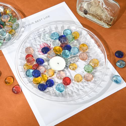Hiziwimi 1800g Glaskiesel, groß glassteine deko, 400Pcs, 17-20MM runde Glas muggelsteine groß, dekosteine für vasen, glasnuggets bunt Gartentopf Deko, Kunsthandwerk Vase Füllung