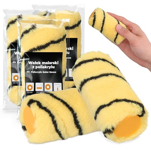 3x Rullo Di Vernice 10 cm Rullo Di Ricambio Superfici Facciate Soffitti Pareti Antigoccia Antischizzi Robusto Attrezzatura Per La Pittura Di Ristrutturazione Per Interni Ed Esterni