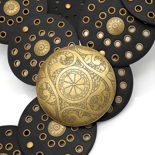 Wide Disc Belt for Women Boho Concho Leather Belts Vintage Western Waist Belt3