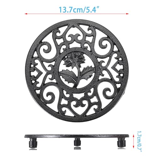 Sumnacon ULSMC01357 Tea Pot Trivet 2 Pcs Cast Iron Floral Pattern Tea Pot Trivet thumb #3
