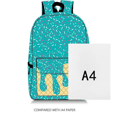 Ice Cream Backpack Kawaii Shoulder Backpacks, Ice Cream Drip Backpack, with Side Pockets, for Daily Use Travel Hiking Camping (E-PCS)3
