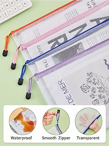 Image of JARLINK A4 20pcs Mesh Zipper Pouch Bag, Waterproof Zipper Pouch for Storage