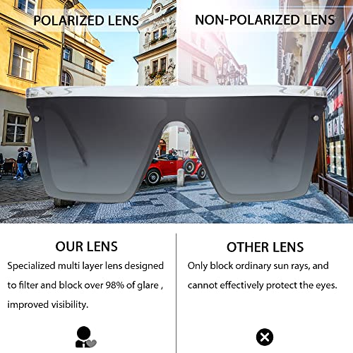 Flat Top Shield Sunglasses Rimless Square TR90 Frame Polarized Glasses For Women Men3