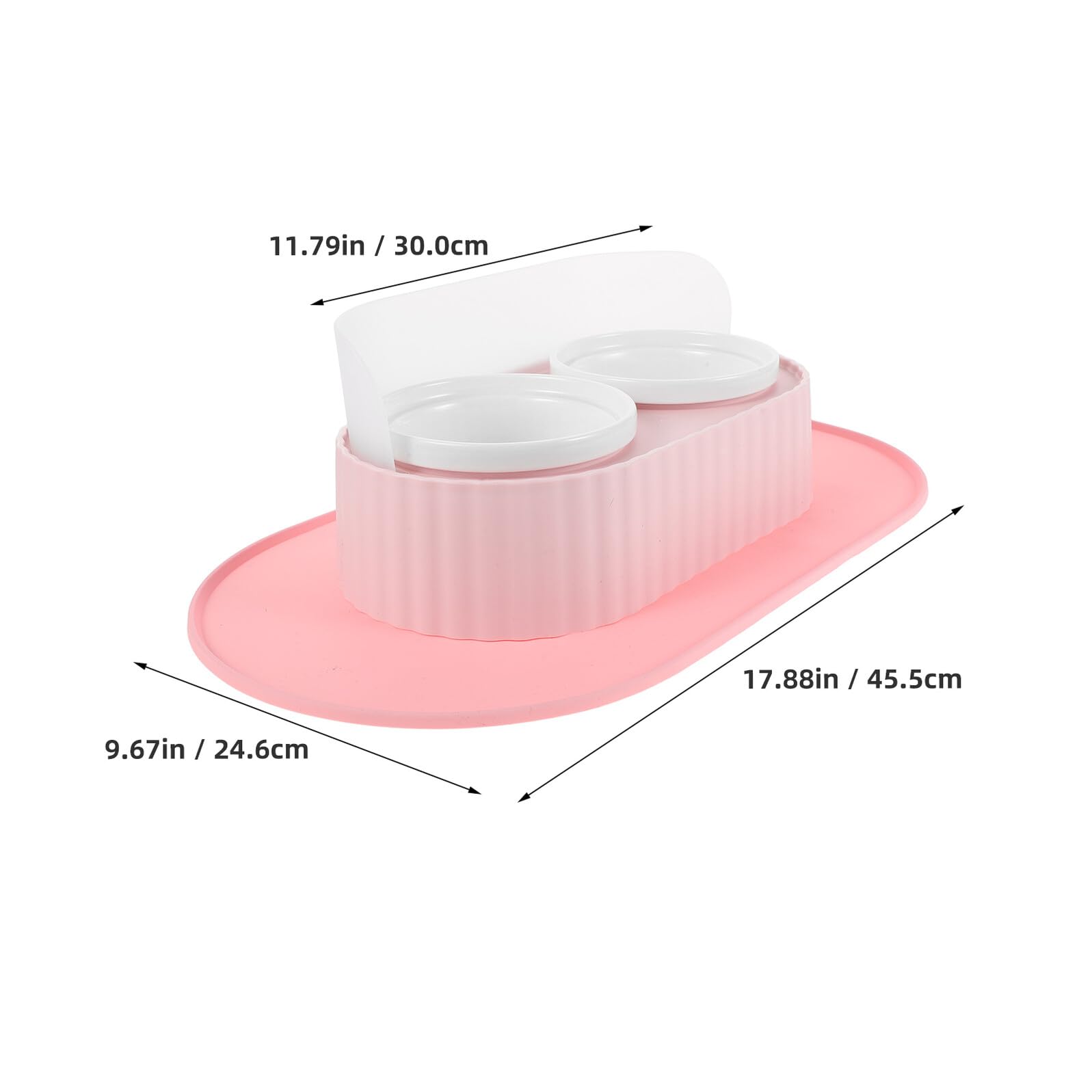 HEMOTON Gamelle Double Surélevée en Céramique 350 ML avec Support Antidérapant et Tapis Imperméable, Bol pour Chat Rose Sakura, Alimentation Eau et Nourriture, pour Chatons et Petits