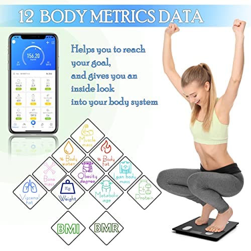 Smart Scale, Wireless Digital Bathroom Scale For Body Weight, Bluetooth Body Composition Analyzer, Body Fat Scale With Smartphone App, Bluetooth Scale By Moss & Stone #TOP4