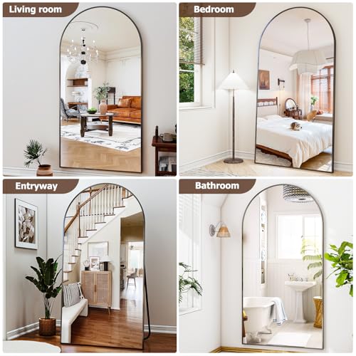 41"x81" Extra Large Arched Full Length Mirror - Leaning Mirror Arch Wall-Mounted Mirrors - Aluminum Alloy Frame Modern Simple Home Decor - for Living Room Bedroom Cloakroom