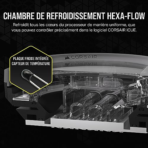 CORSAIR iCUE LINK XC7 RGB ELITE Waterblock pour Processeur - Chambre de Circulation du Flux Transparente - Compatible avec les sockets Intel LGA 1700, AMD AM5 et les sockets plus anciens - Gris Furtif